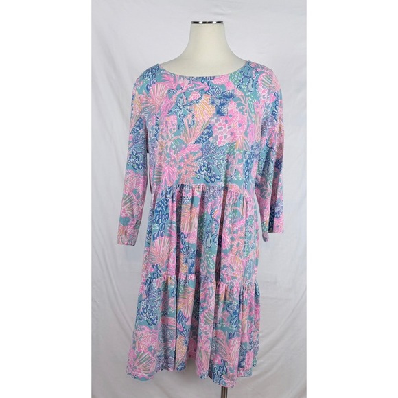 Lilly Pulitzer Dresses & Skirts - Lilly Pulitzer Geanna Swing Midi Dress XXL Tiered Lagenlook Colorful Coastal